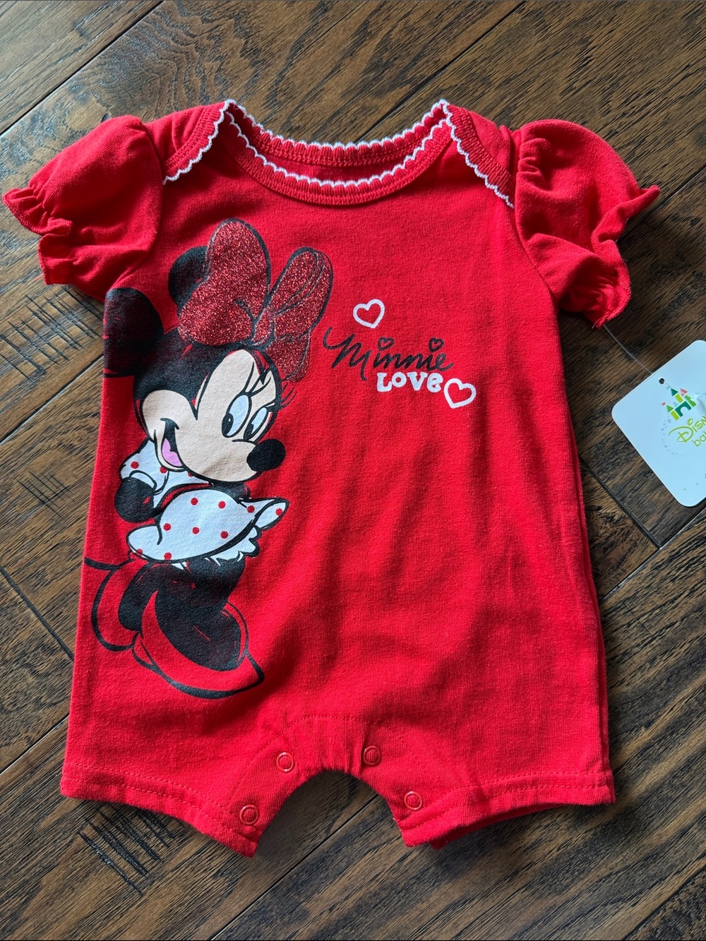 Disney Red Minnie Mouse Glitter Bow Romper